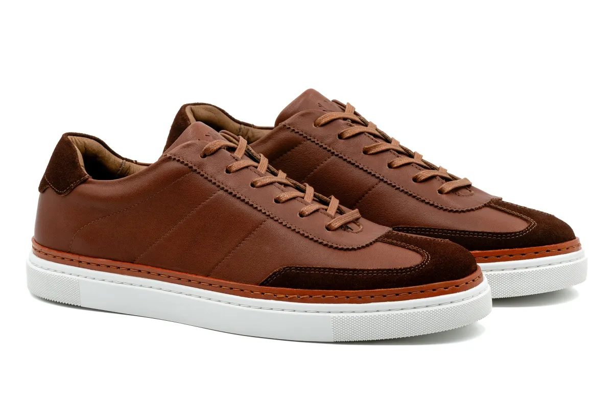 Hudson Tumbled Glove Leather Sneakers - Whiskey made by Martin Dingman