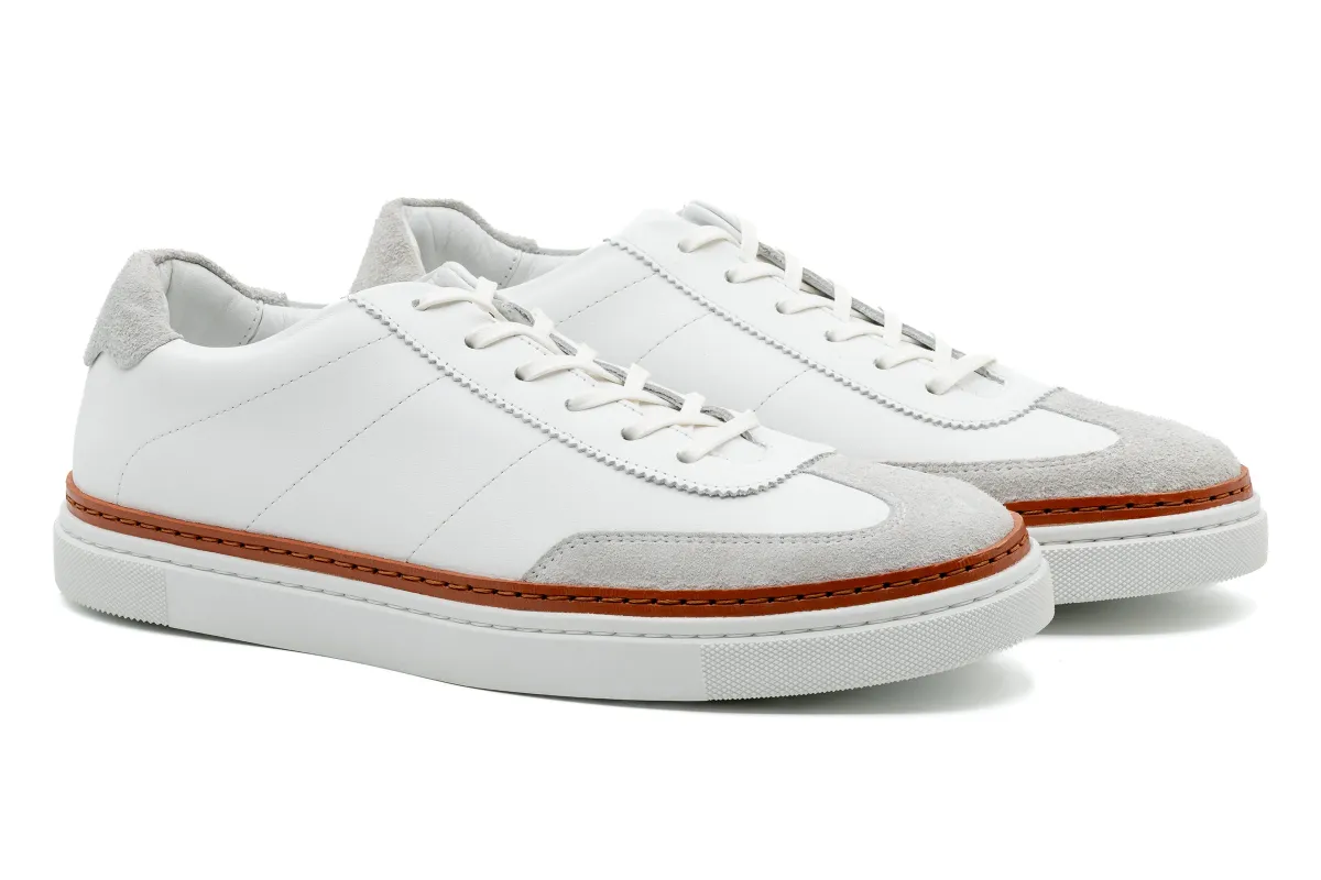 Hudson Tumbled Glove Leather Sneakers - White made by Martin Dingman