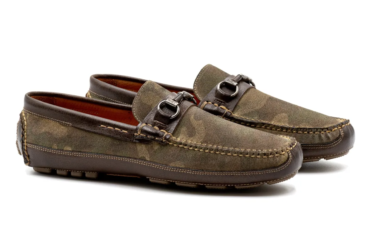 Monte Carlo Suede Horse Bit Loafer - Camo made by Martin Dingman