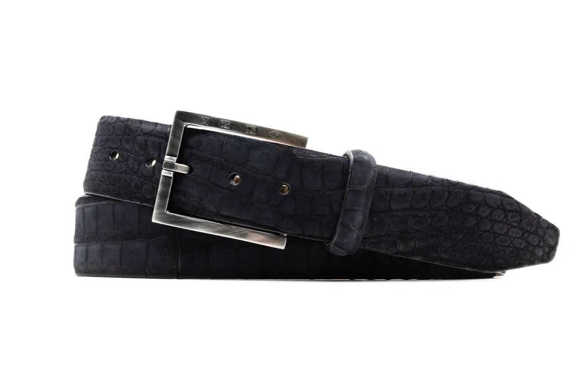 Nubuck American Alligator Leather Belt - Black made by Martin Dingman