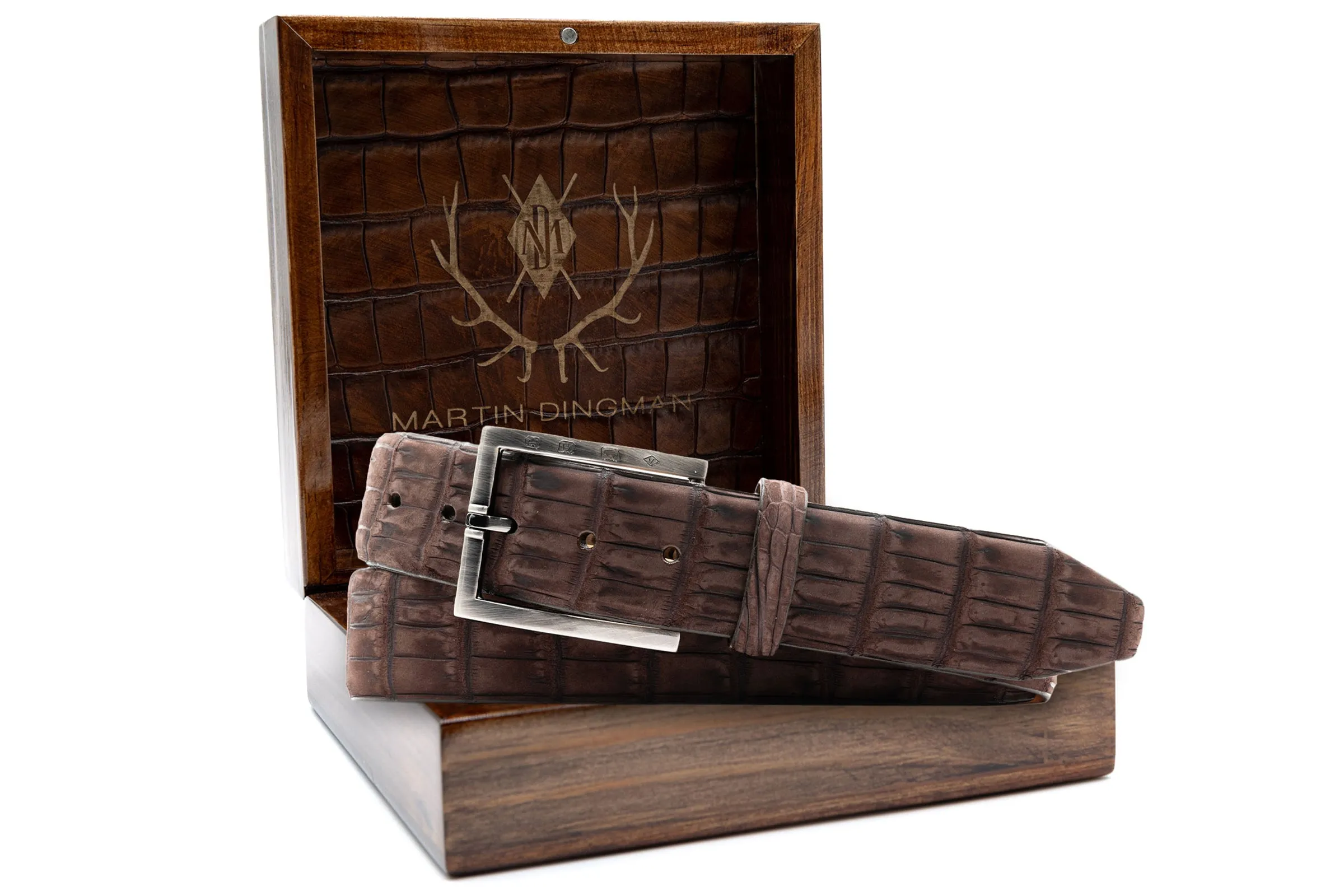 Nubuck American Alligator Leather Belt - Walnut sold by Martin Dingman product image thumbnail 2