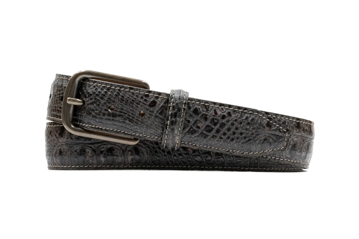 Peyton Crocodile Grain Leather Belt - Walnut made by Martin Dingman