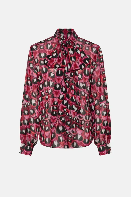 Ines Blouse Plumarie Fuchsia Feather sold by MARY KATRANTZOU