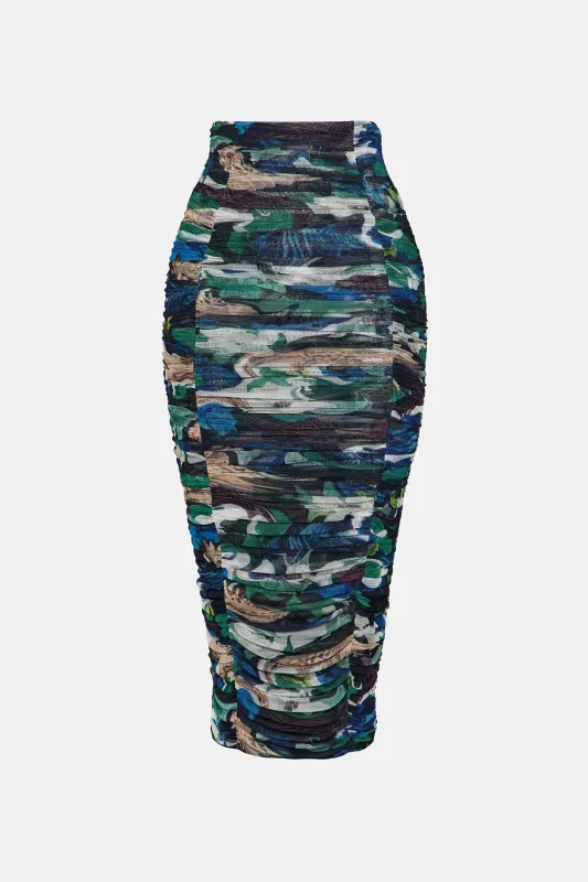 Coya Skirt Camofolia Peacock sold by MARY KATRANTZOU