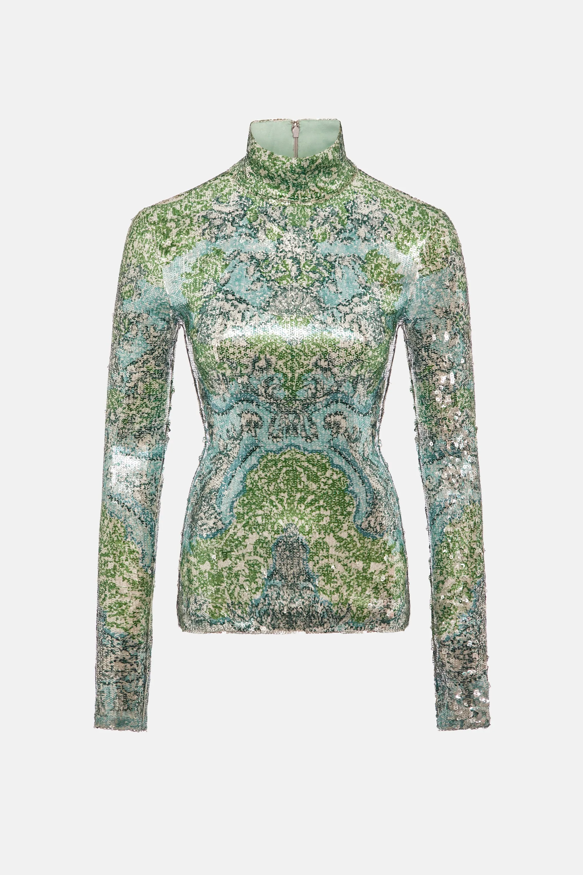 Tai Top Sequin Rocaille Lace Cyan sold by MARY KATRANTZOU