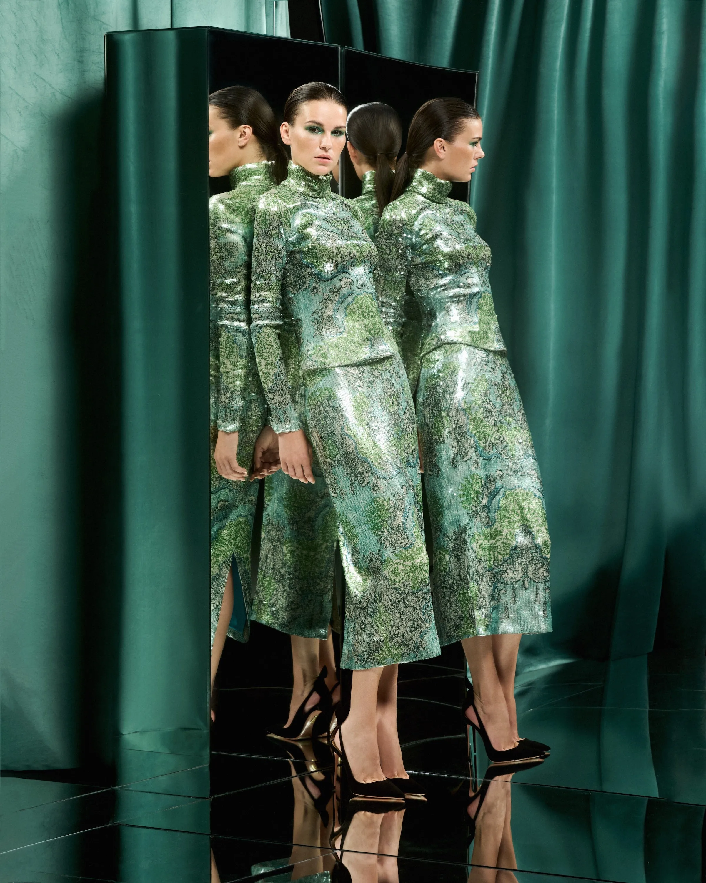 Tai Top Sequin Rocaille Lace Cyan sold by MARY KATRANTZOU product image thumbnail 4