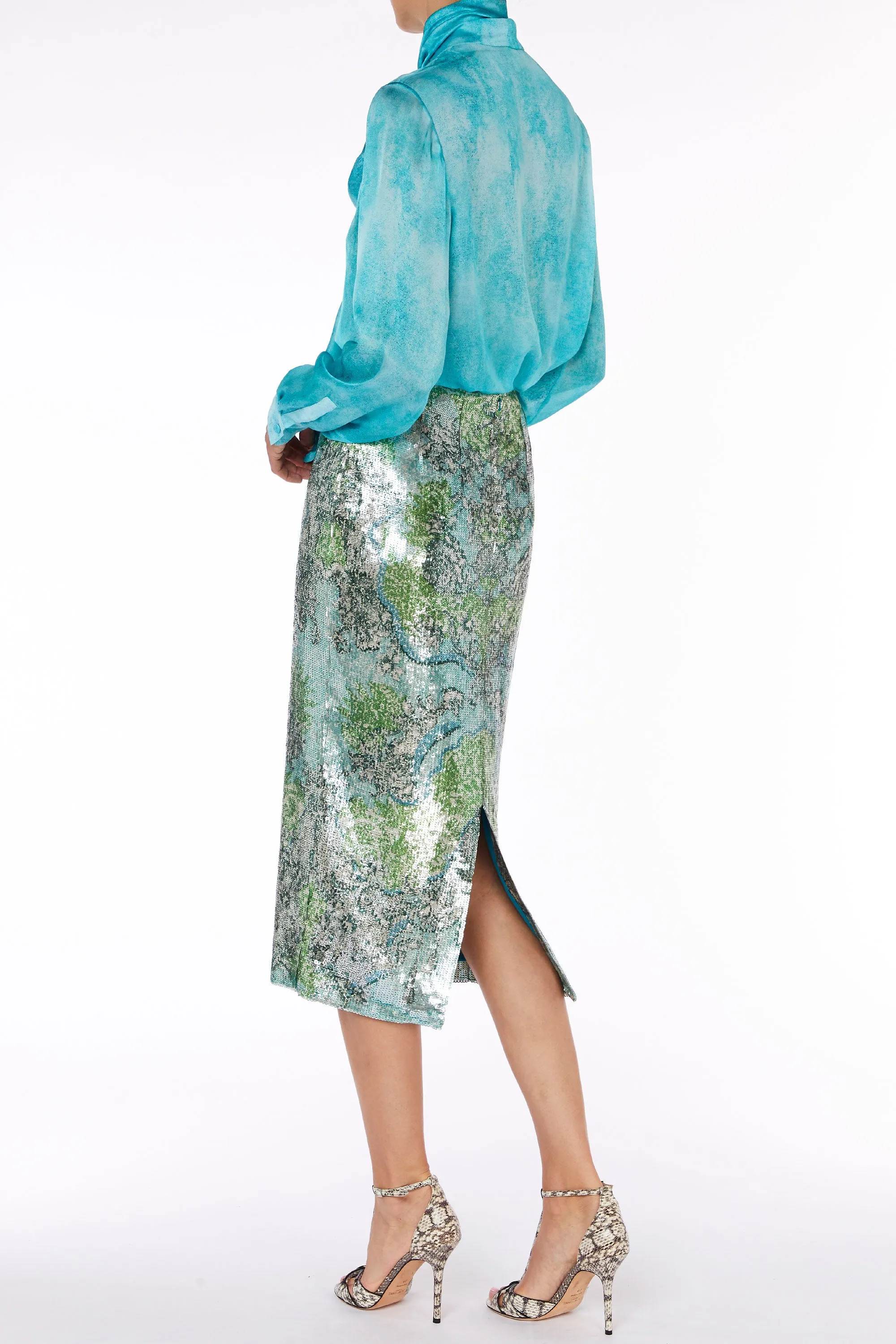 Ines Blouse Cyan Block sold by MARY KATRANTZOU product image thumbnail 3