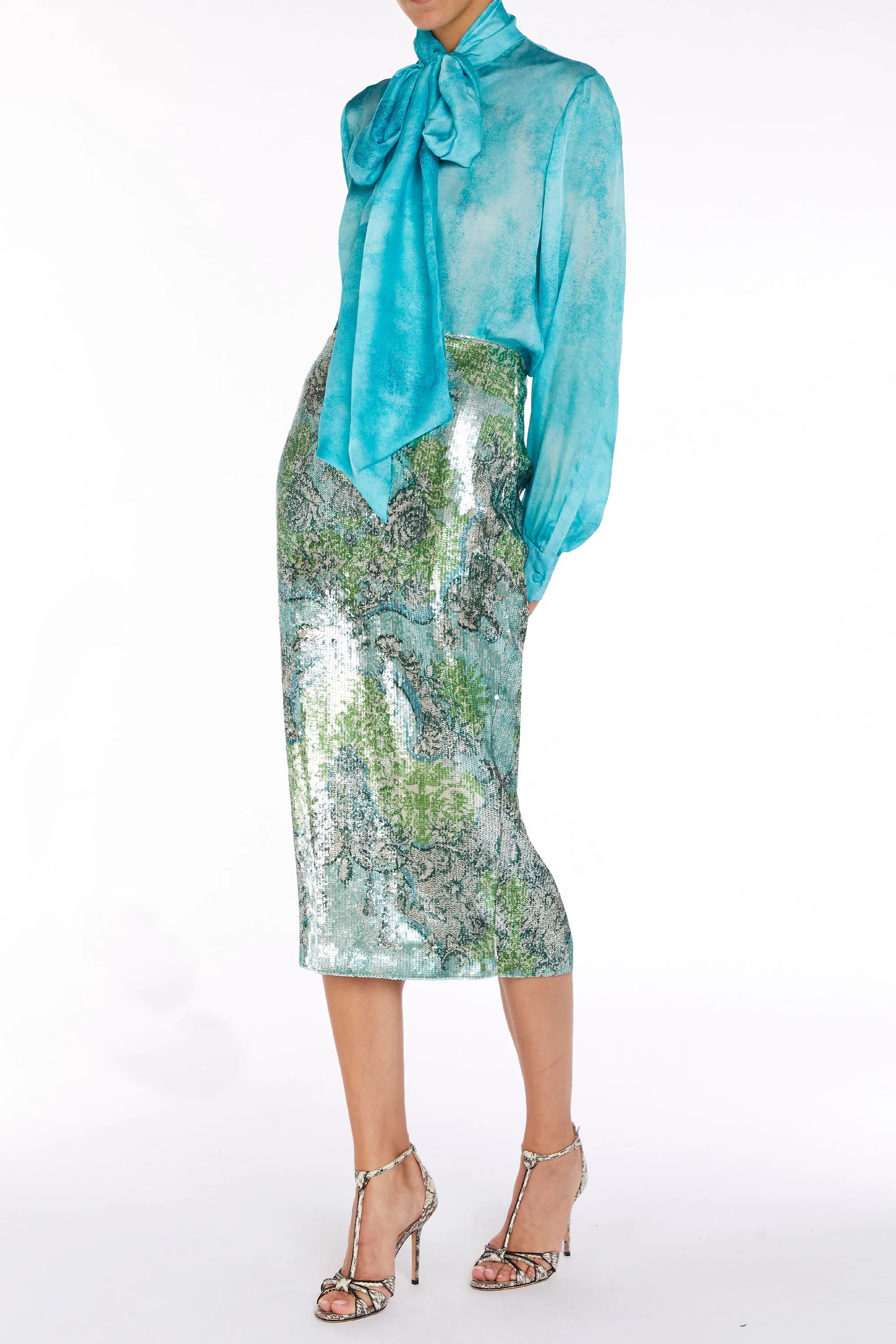 Ines Blouse Cyan Block sold by MARY KATRANTZOU product image thumbnail 2