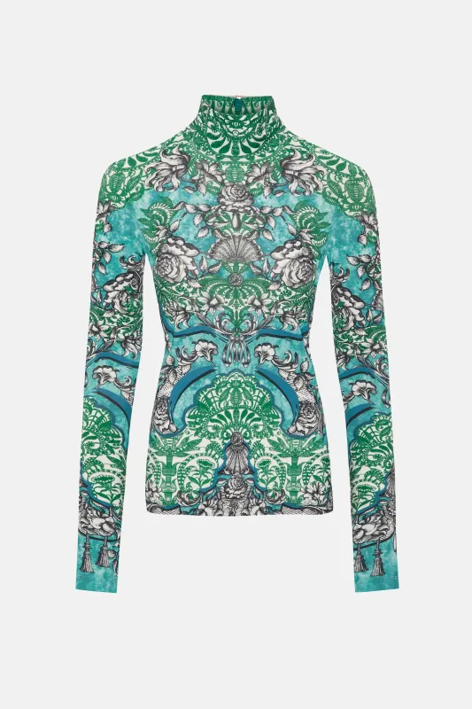 Tai Top Rocaille Lace Cyan made by MARY KATRANTZOU