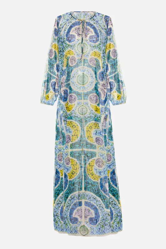 Cevannes Dress Bluebell Topiary made by MARY KATRANTZOU