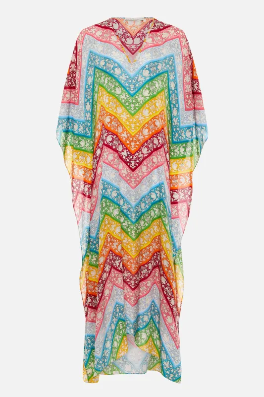 Naxos Kaftan Rainbow Chevron sold by MARY KATRANTZOU