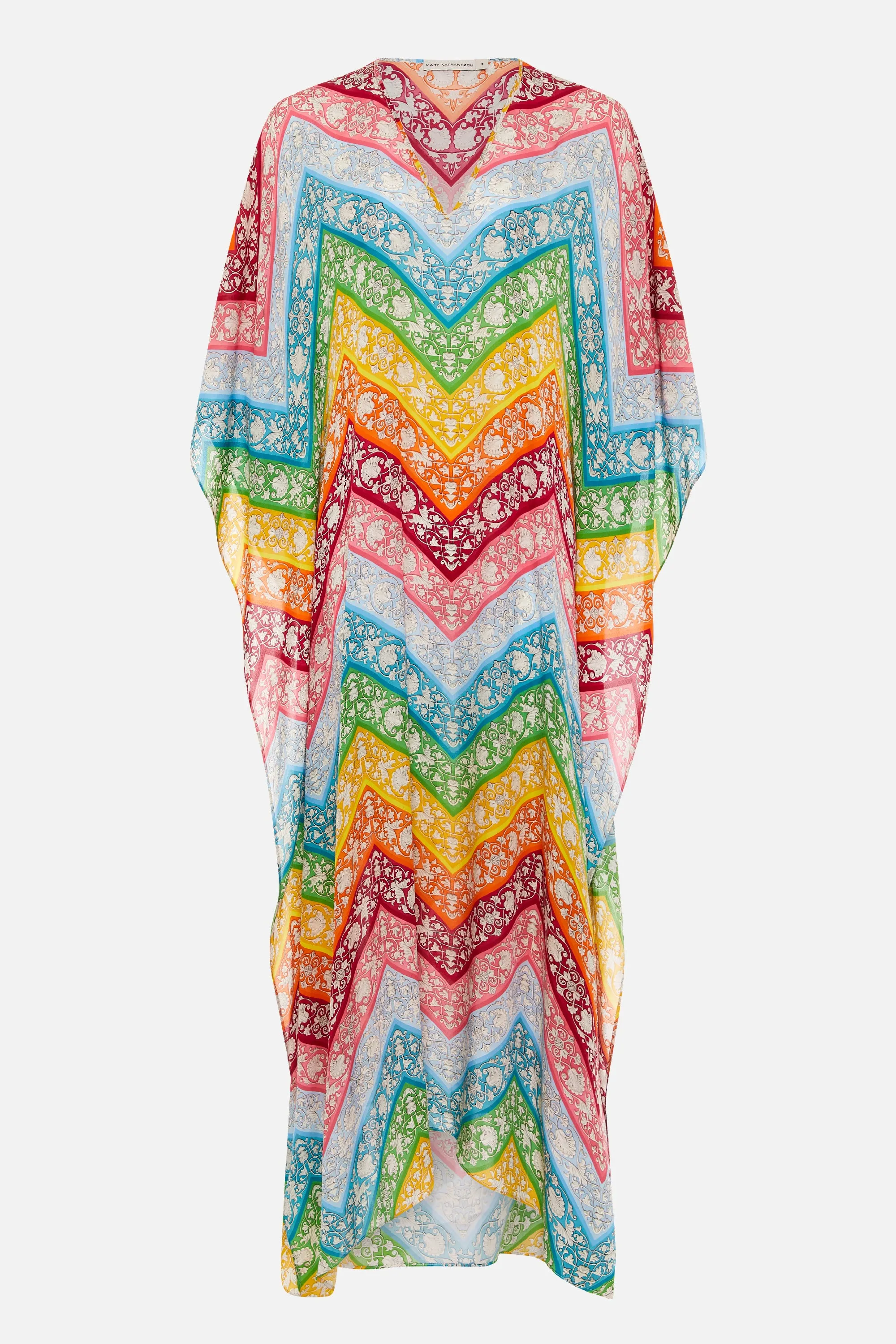 Naxos Kaftan Rainbow Chevron sold by MARY KATRANTZOU