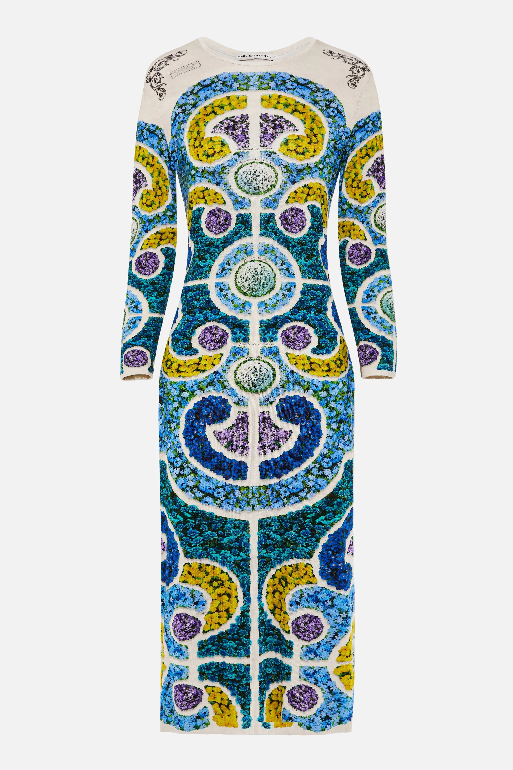 Dionne Dress Bluebell Topiary sold by MARY KATRANTZOU