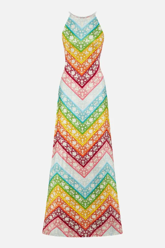 Cher Dress Rainbow Chevron made by MARY KATRANTZOU
