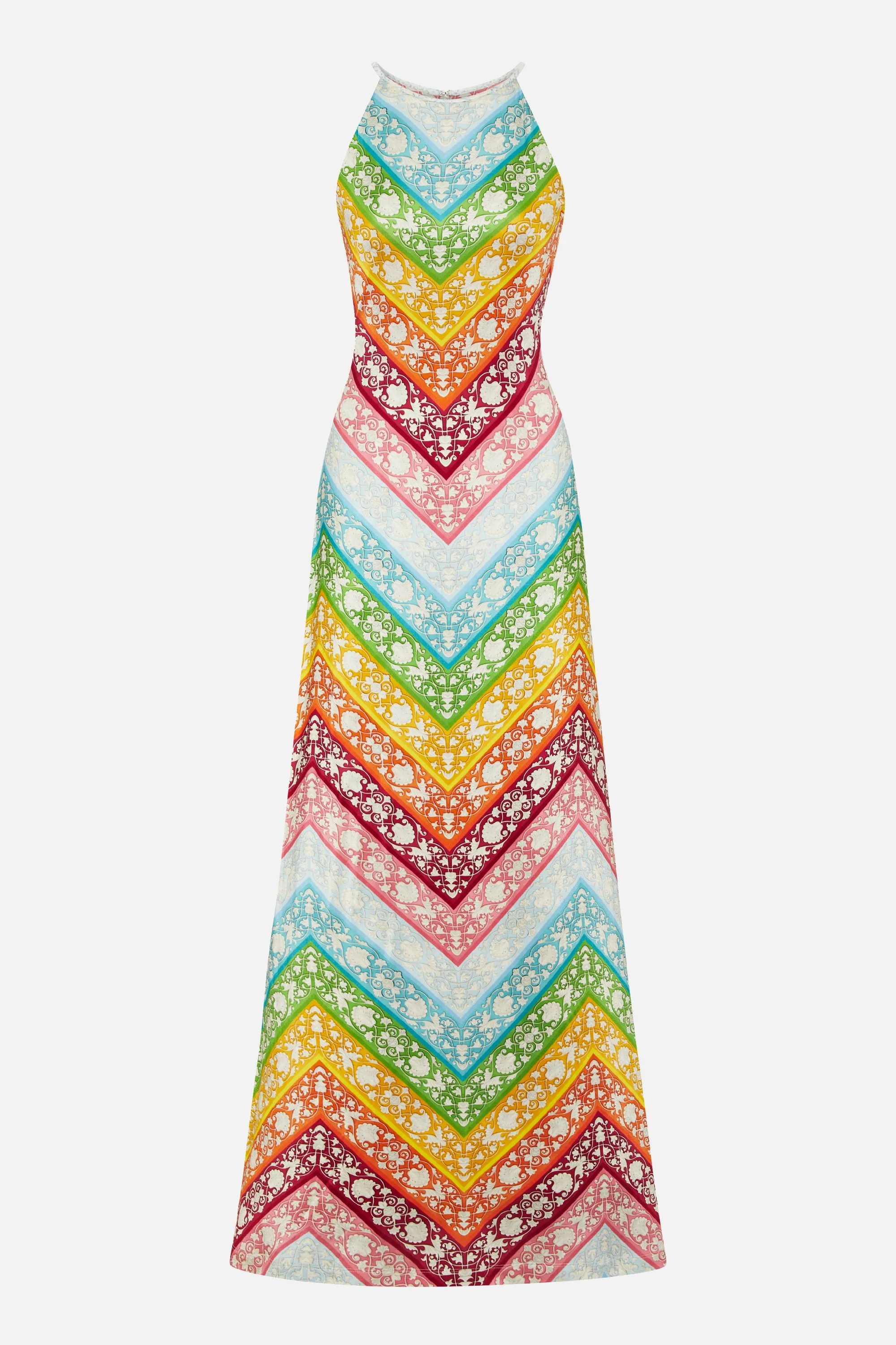 Cher Dress Rainbow Chevron sold by MARY KATRANTZOU