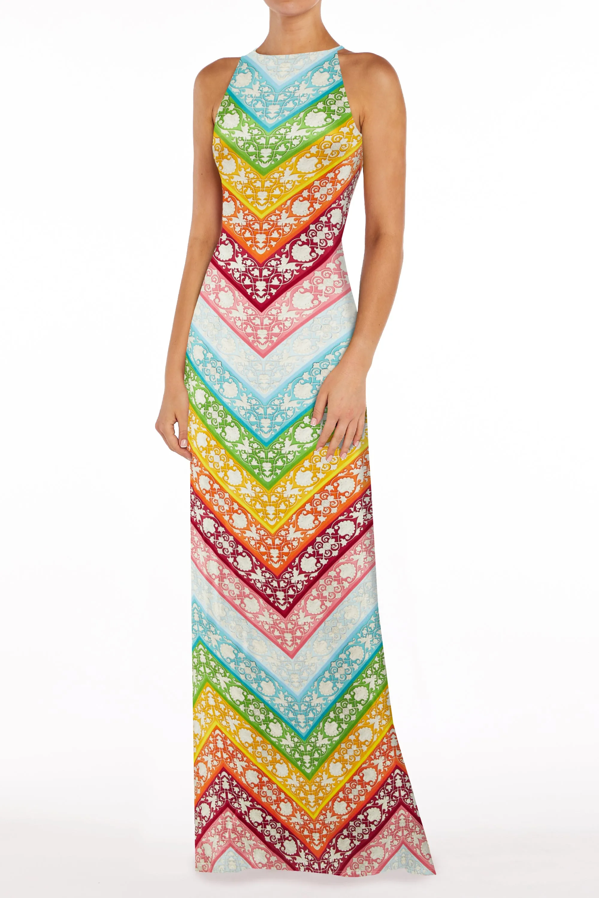 Cher Dress Rainbow Chevron sold by MARY KATRANTZOU product image thumbnail 2