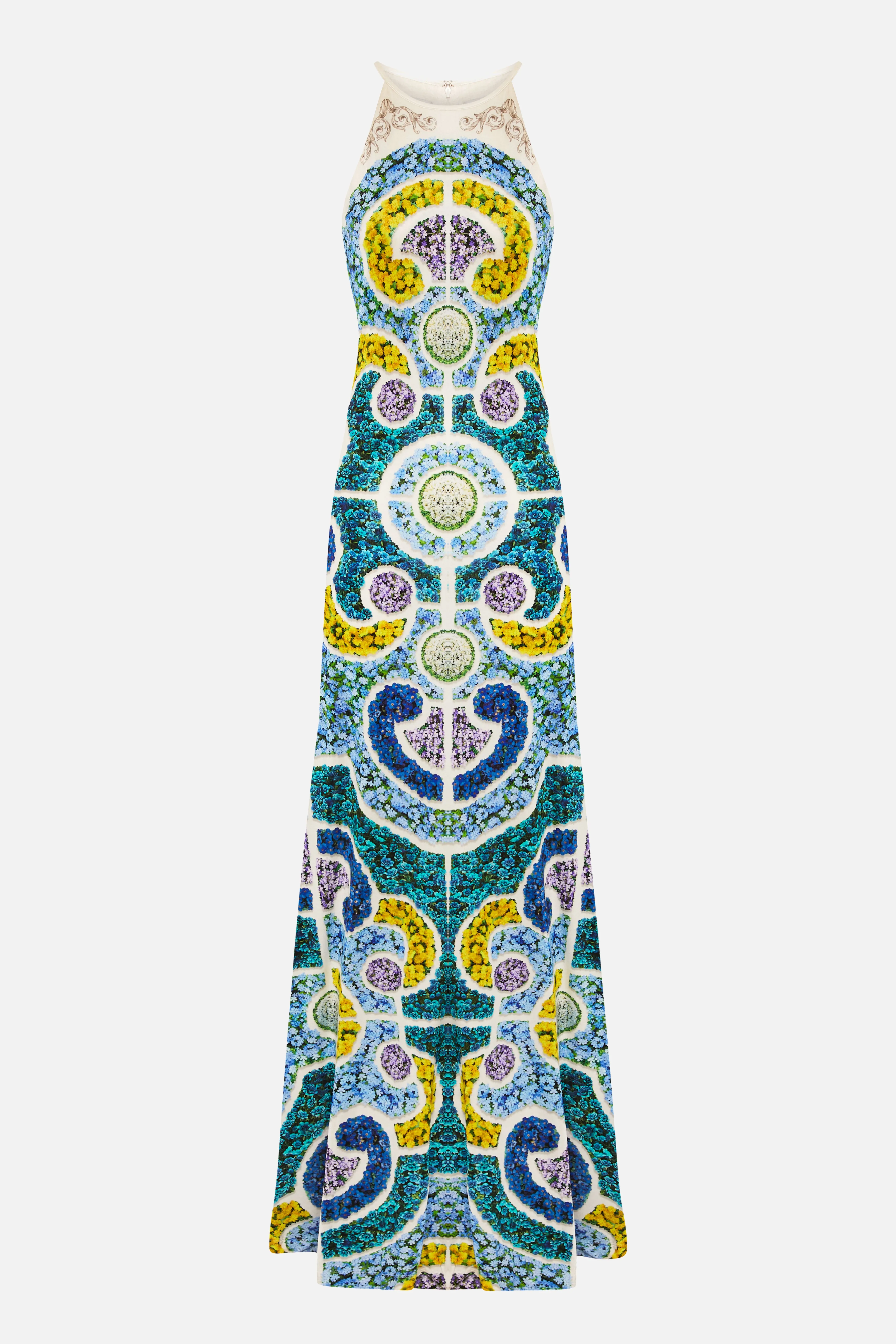 Cher Dress Bluebell Topiary sold by MARY KATRANTZOU