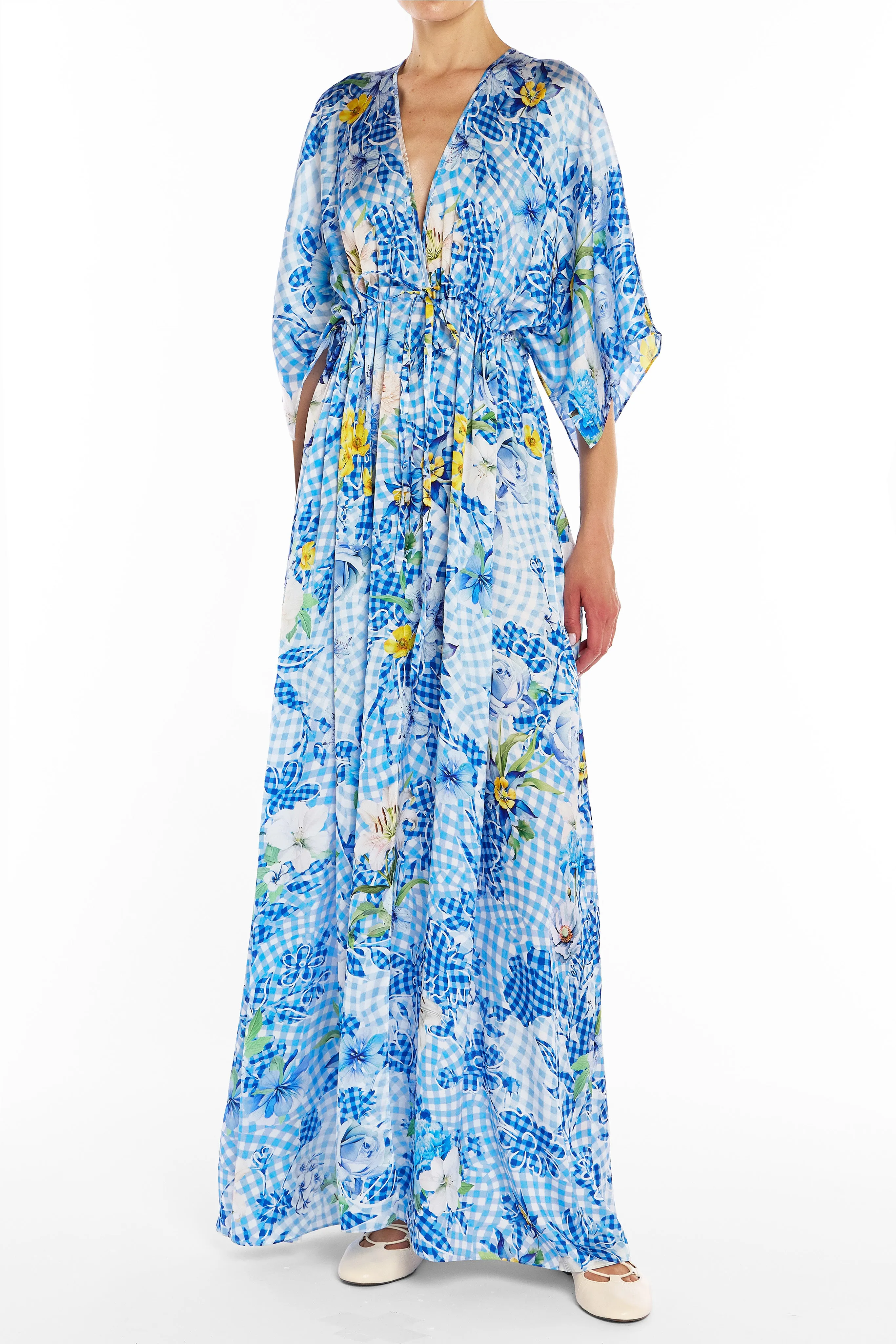 Taormina Kaftan Dress Fleur Blueberry sold by MARY KATRANTZOU product image thumbnail 2