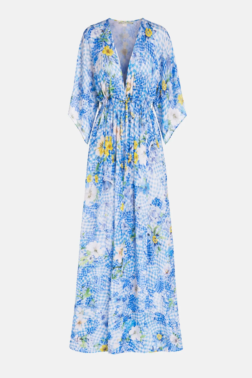Taormina Kaftan Dress Fleur Blueberry sold by MARY KATRANTZOU