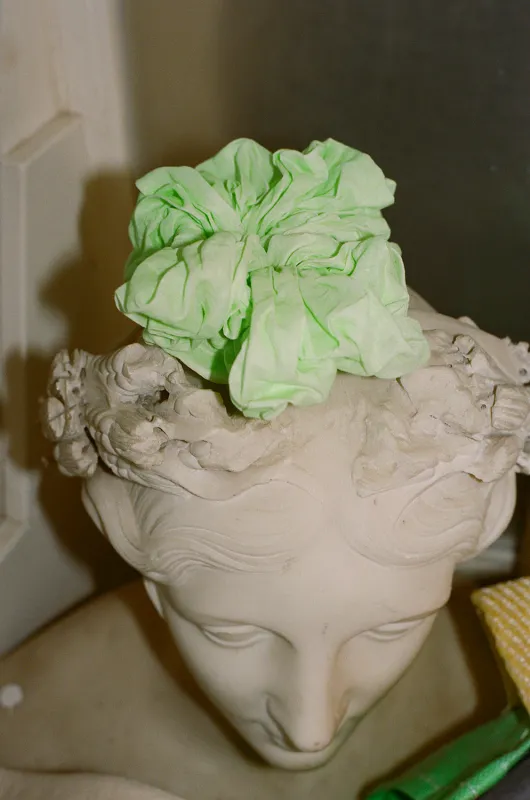 CAMELLIA SCRUNCHIE, GREEN made by Maryam Nassir Zadeh