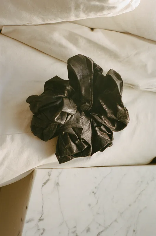 CAMELLIA SCRUNCHIE, BLACK SHINE made by Maryam Nassir Zadeh