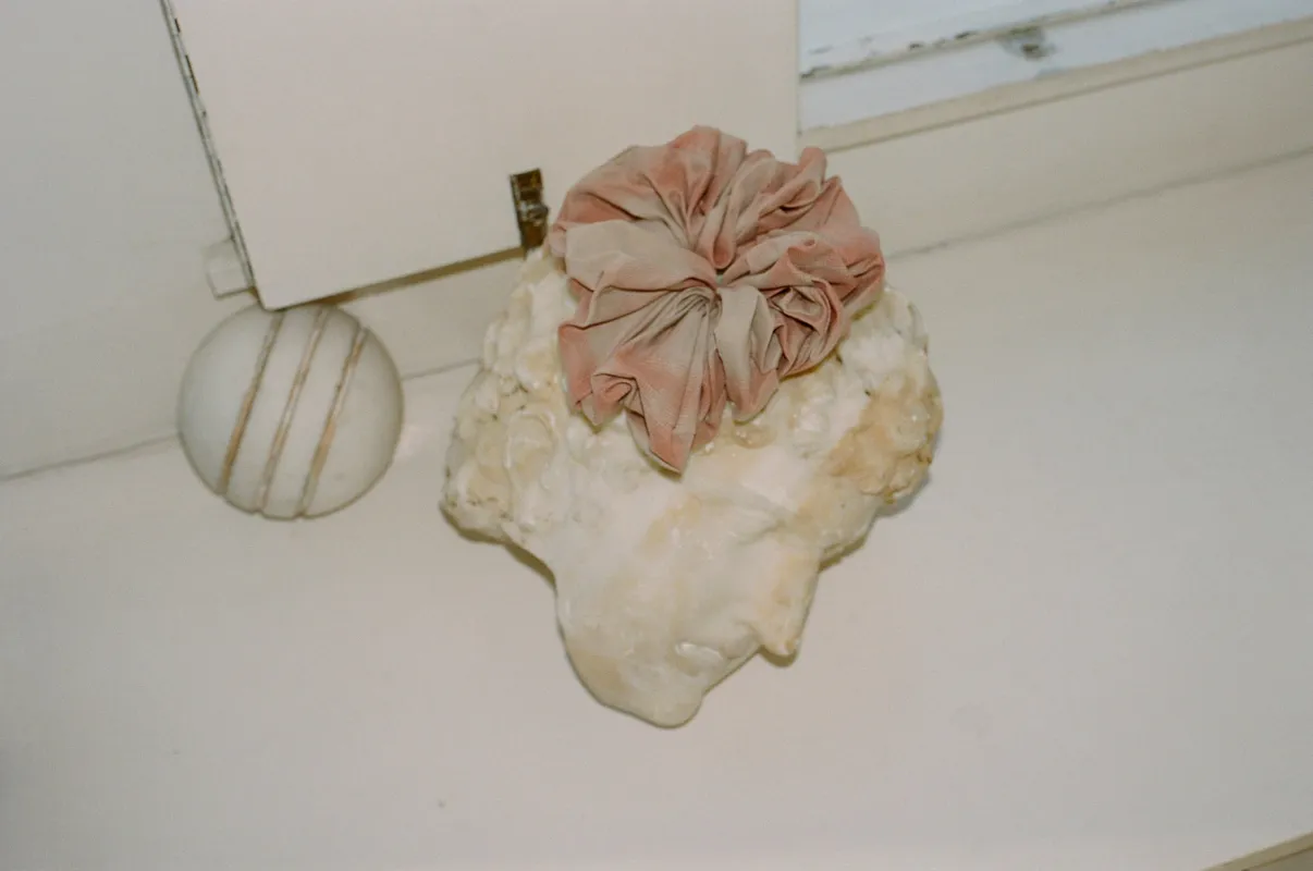 CAMELLIA SCRUNCHIE, PINK PLAID made by Maryam Nassir Zadeh