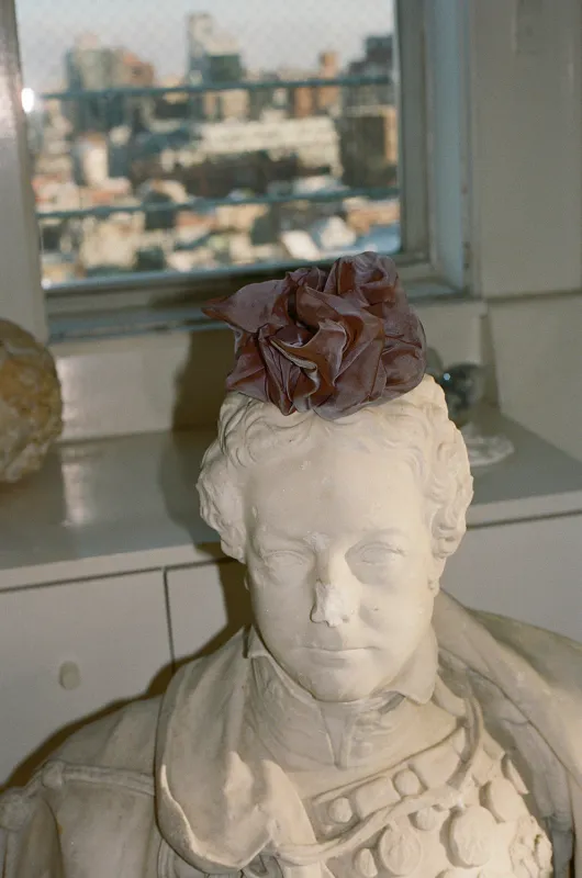 CAMELLIA SCRUNCHIE, PURPLE made by Maryam Nassir Zadeh