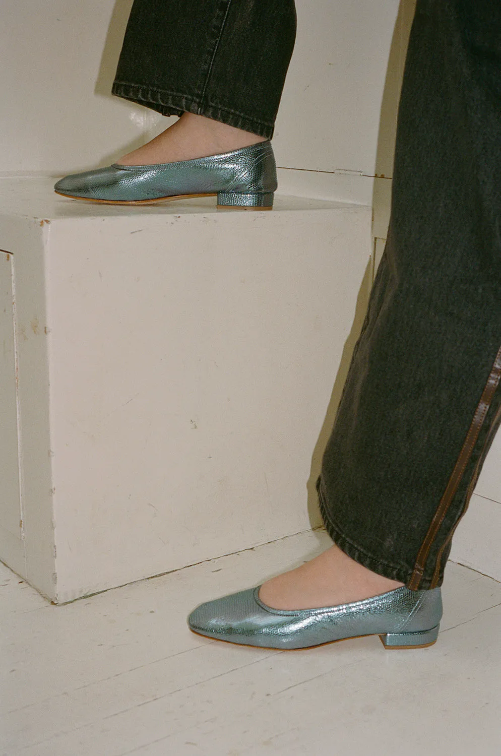 SERAFINA FLAT, TURQUOISE CALF sold by Maryam Nassir Zadeh product image thumbnail 3