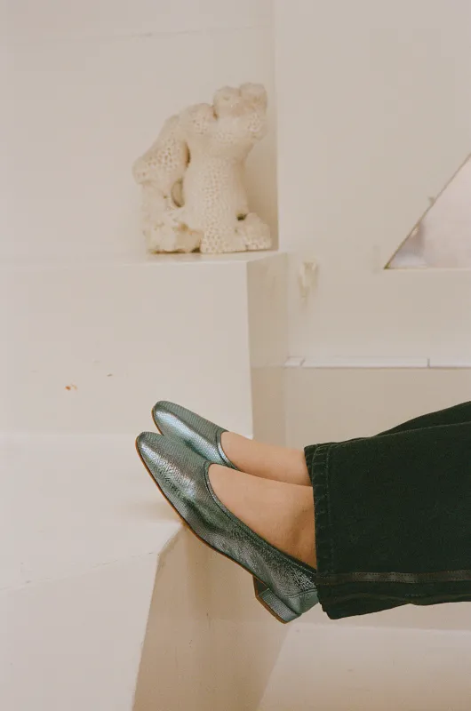 SERAFINA FLAT, TURQUOISE CALF made by Maryam Nassir Zadeh