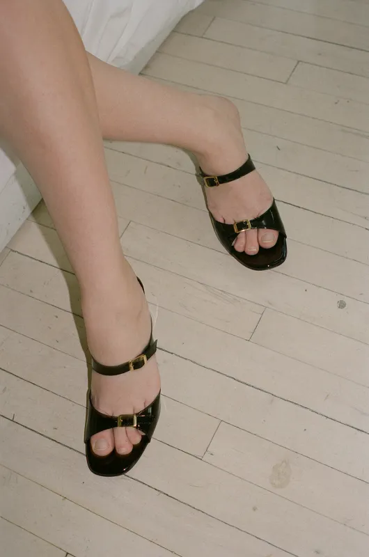 UNA SANDAL, BLACK PATENT sold by Maryam Nassir Zadeh