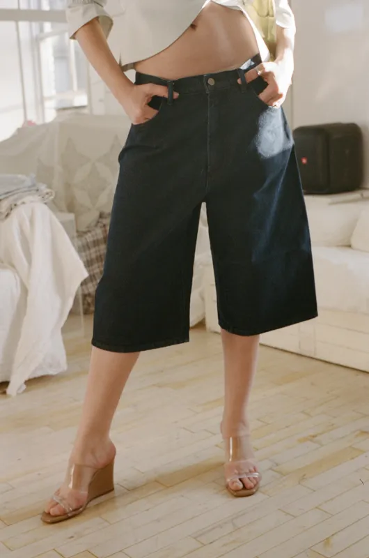 EMBLEM SHORTS, DENIM BLUE made by Maryam Nassir Zadeh