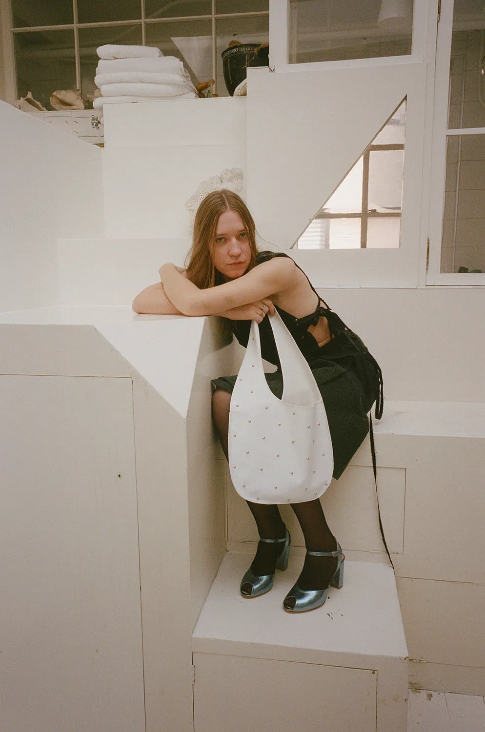 LARA TOTE MULTI STUD, WHITE sold by Maryam Nassir Zadeh product image thumbnail 3