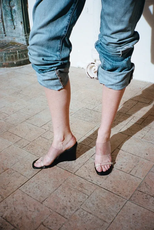 OLYMPIA WEDGE, BLACK CALF made by Maryam Nassir Zadeh