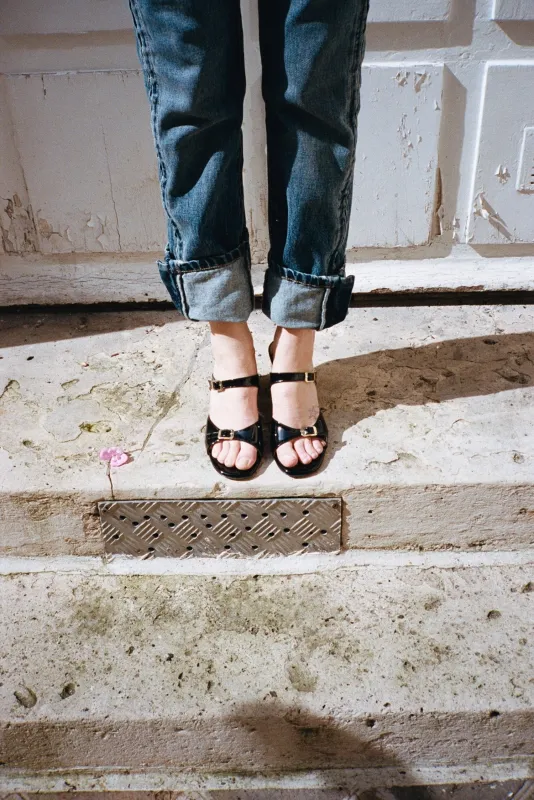 UNA SANDAL, BLACK PATENT made by Maryam Nassir Zadeh