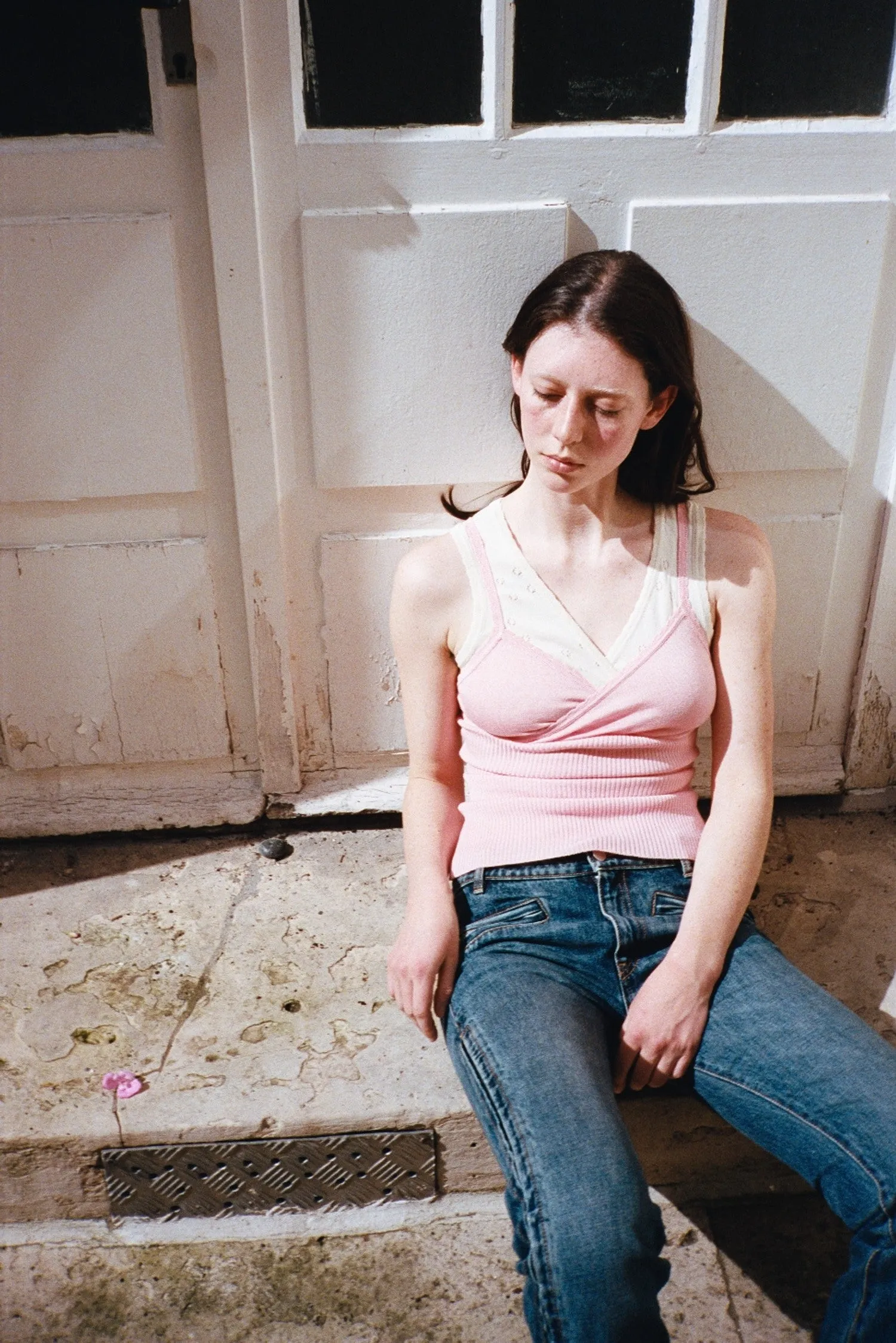 DOUBLE CAMISOLE, PINK AND CREAM sold by Maryam Nassir Zadeh product image thumbnail 3