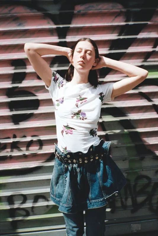 BELTED DENIM JACKET SKIRT, INDIGO made by Maryam Nassir Zadeh