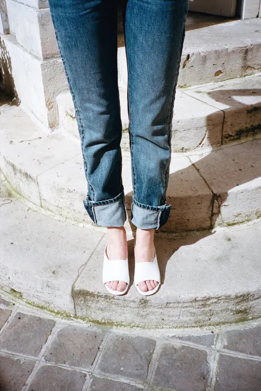 YVES WEDGE, WHITE CALF made by Maryam Nassir Zadeh