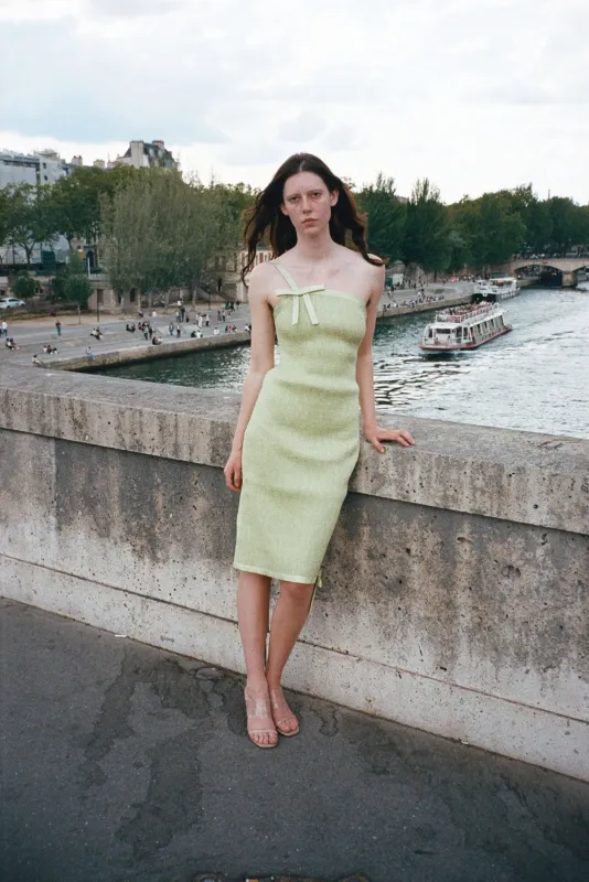 GIFT DRESS, ALMOND GREEN made by Maryam Nassir Zadeh