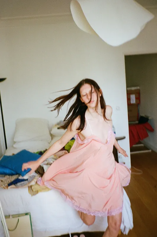 LIFTED SLIP DRESS, CORAL made by Maryam Nassir Zadeh
