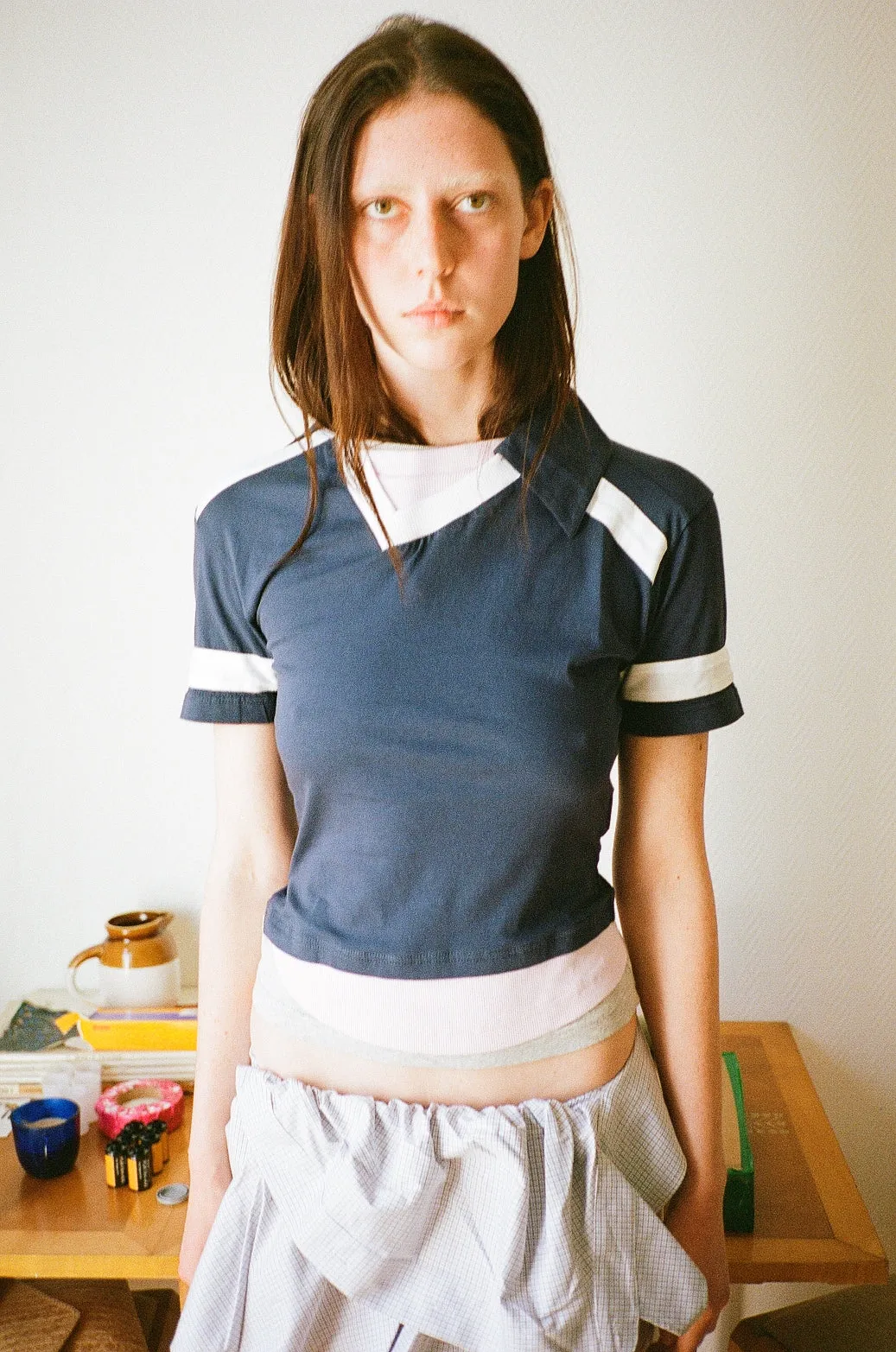TRIPLE T-SHIRT, NAVY, WHITE AND LIGHT PINK sold by Maryam Nassir Zadeh product image thumbnail 2