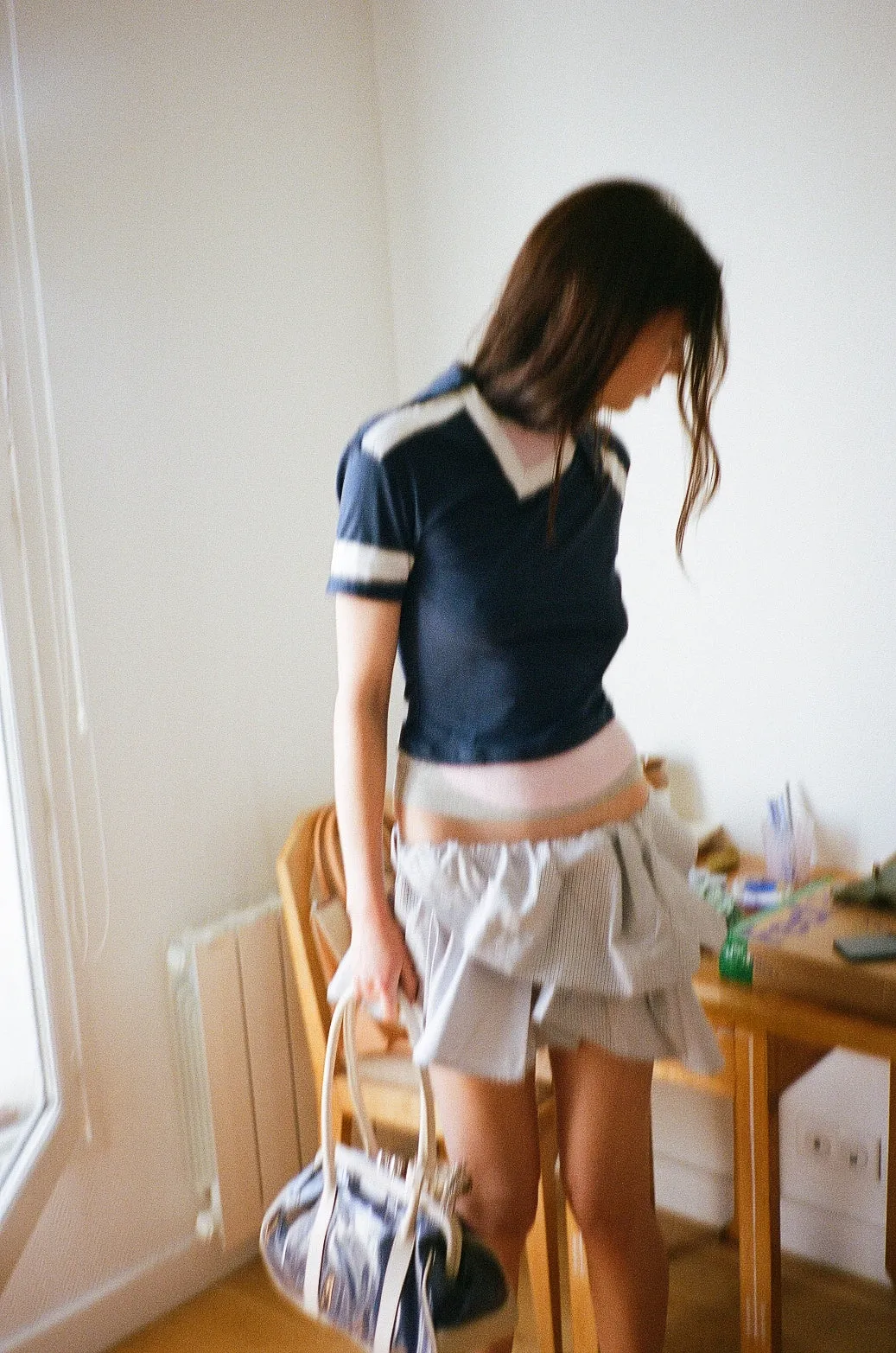 BELTED SHIRT SKIRT, BLUE, BROWN AND WHITE sold by Maryam Nassir Zadeh product image thumbnail 4