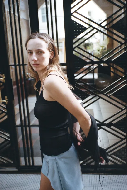 SOIE PLISSE TOP, NOIR made by Maryam Nassir Zadeh