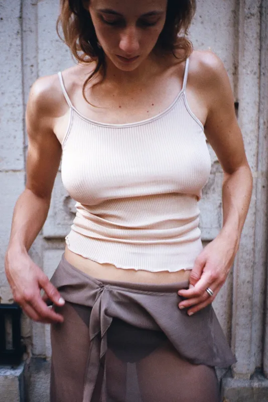 SOIE PLISSE TOP, NUDE made by Maryam Nassir Zadeh