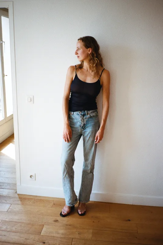 SOIE PLISSE TOP, BLEU made by Maryam Nassir Zadeh