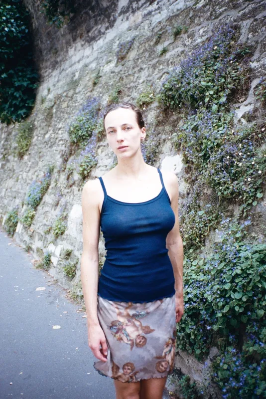 LAINE SOIE PLISSE TOP, BLEU MARINE made by Maryam Nassir Zadeh