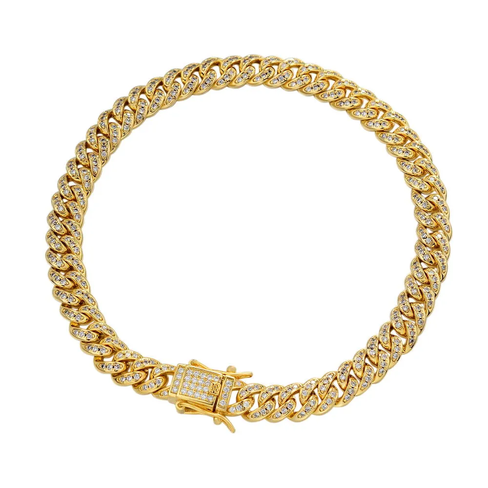 Miami Cuban Link Hip Hop 14k Gold Finish Silver Bracelet sold by Master Of Bling