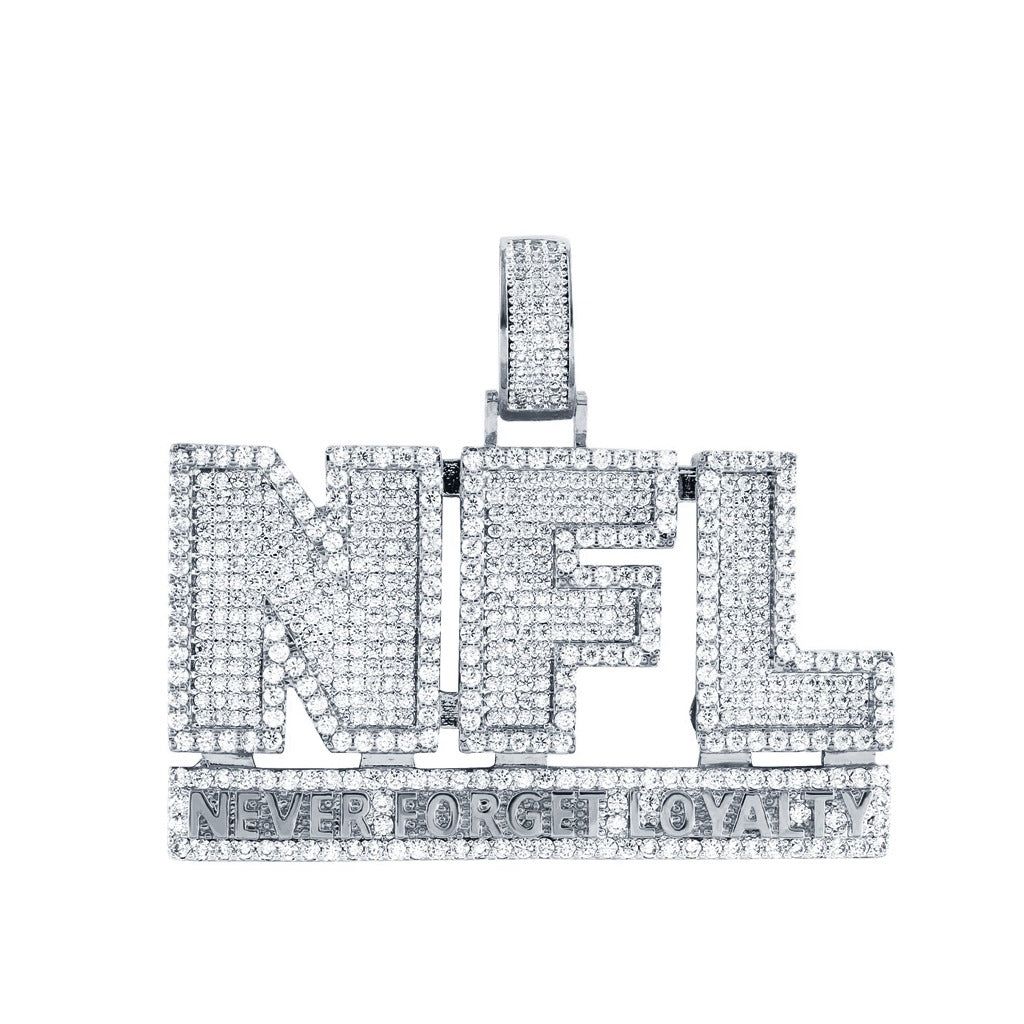 925 Sterling Silver Moissanite 4.28CTW Big Never Forget Loyalty Bling Pendant sold by Master Of Bling