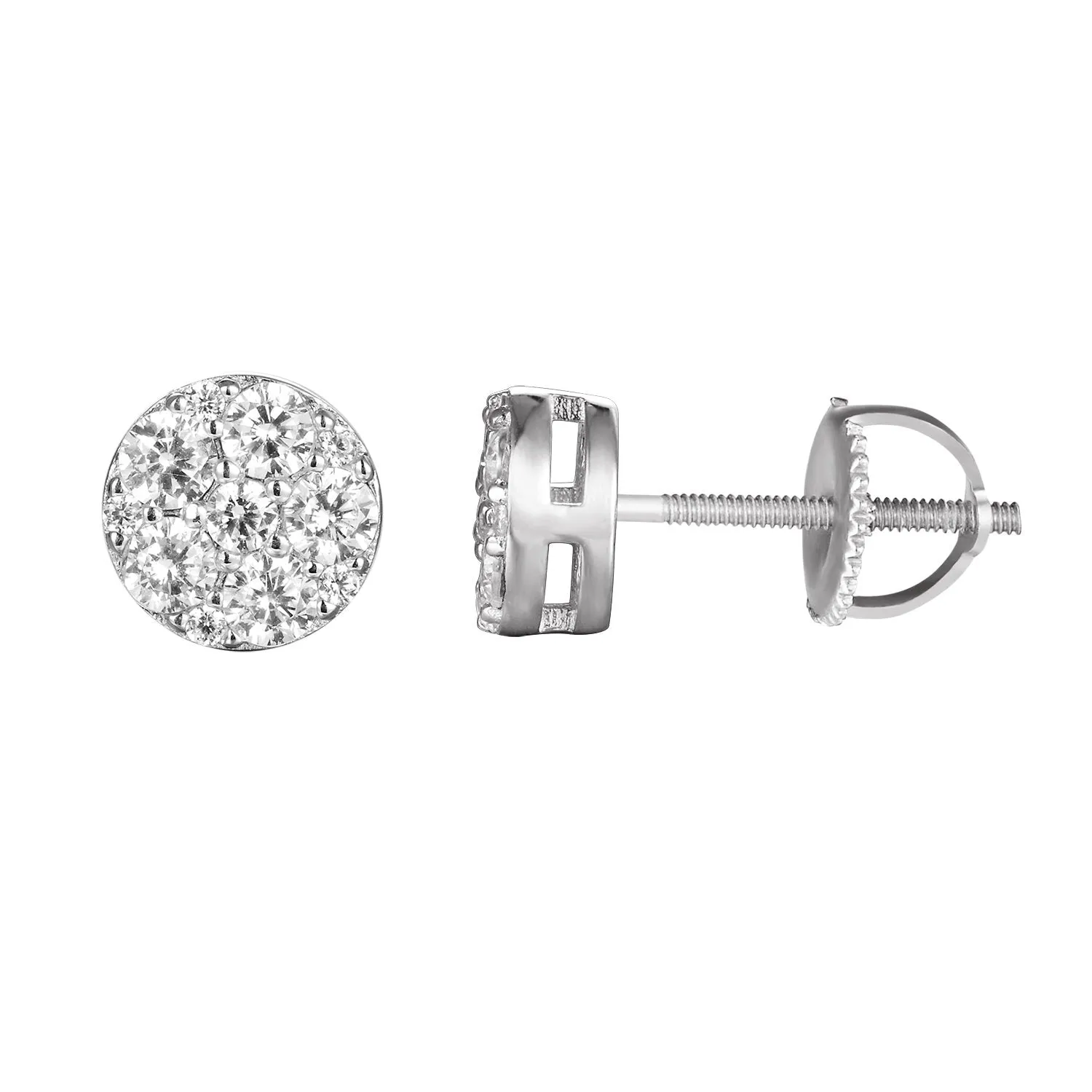 Sterling Silver Bling Solitaire Round Stud Earrings sold by Master Of Bling