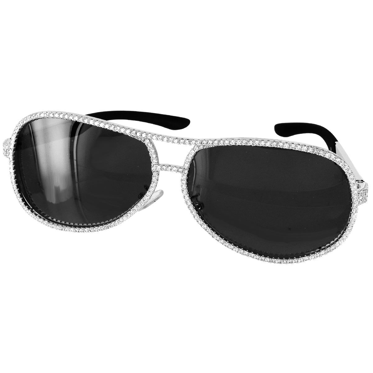 Bling Black Lens Icy Metal Frame Hip Hop Rapper Glasses sold by Master Of Bling