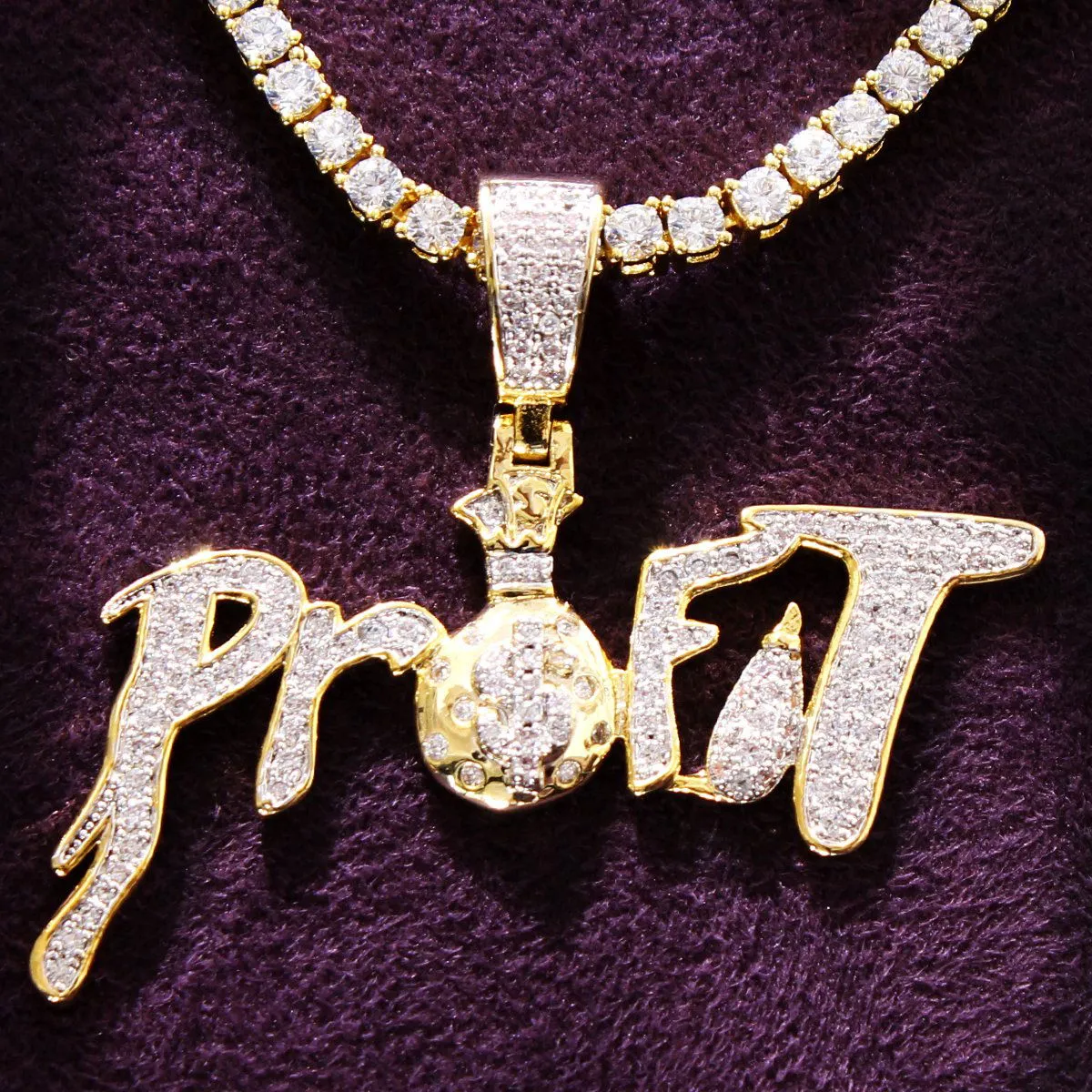 Men's Profit Dollar Money Bag Custom Pendant Chain sold by Master Of Bling